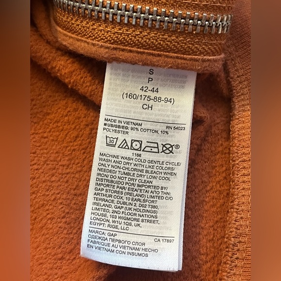 GAP Maternity Women’s Orange Sweatshirt Long-Sleeve Side Zippers Adjustable - Picture 10 of 13